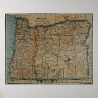 Vintage Karta i Oregon (1921)