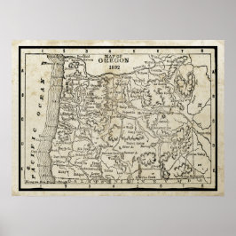 Vintage Karta i Oregon Poster