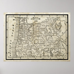 Vintage Karta i Oregon Poster