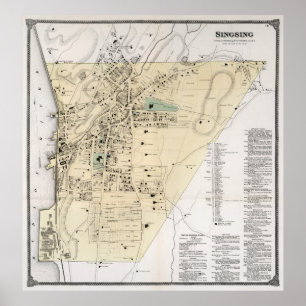Vintage Karta i Ossining NY (1867) Poster