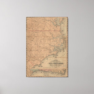 Vintage Karta i Östra North Carolina (1862) 2 Canvastryck