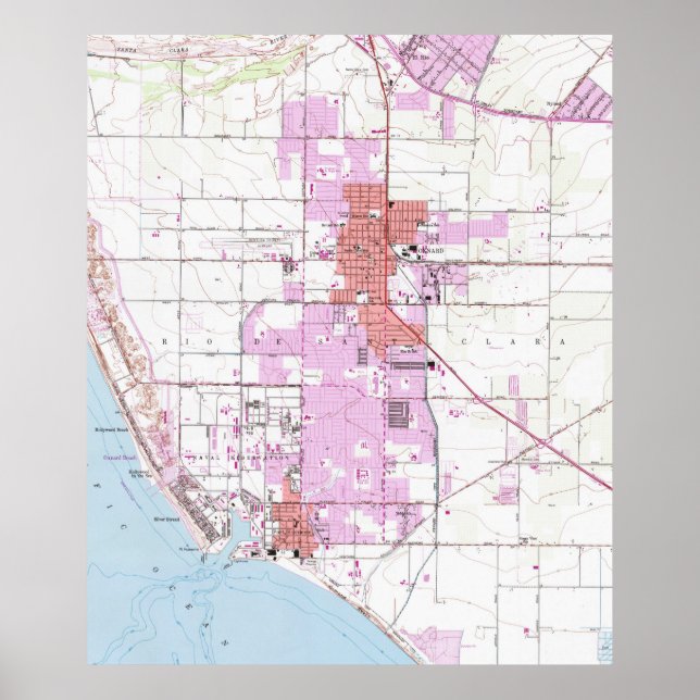 Vintage Karta i Oxnard California (1949) Poster (Framsidan)