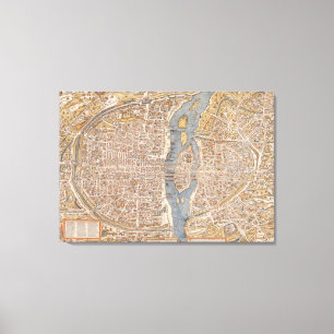Vintage Karta i Paris (1550) Canvastryck