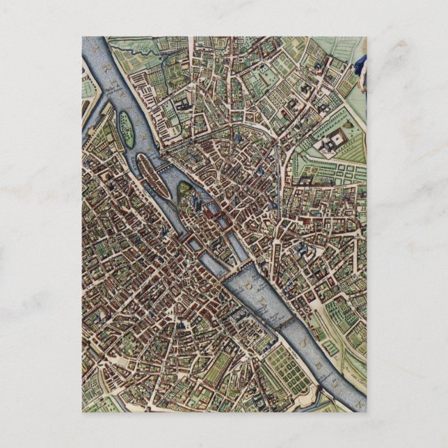 Vintage Karta i Paris (1657) Vykort (Framsida)