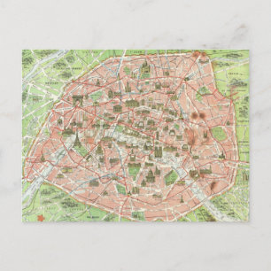 Vintage Karta i Paris (1920) Vykort