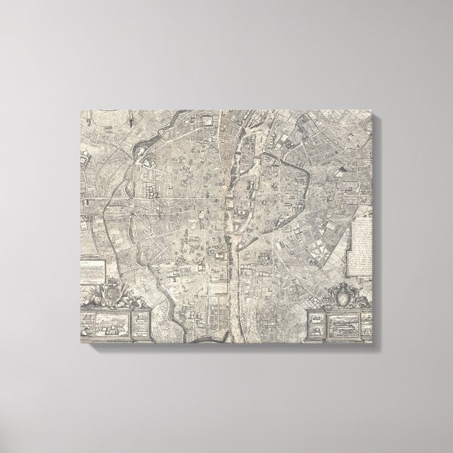 Vintage Karta i Paris Frankrike (1652) Canvastryck (Framsida)