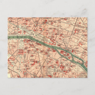 Vintage Karta i Paris Frankrike (1910) Vykort