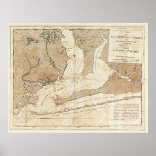 Vintage Karta i Pensacola Florida (1780) Poster