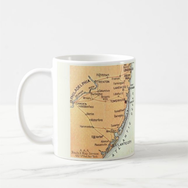 Vintage Karta i Philadelphia till Atlanten Kaffemugg (Vänster)