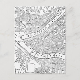 Vintage Karta i Pittsburgh (1885) Vykort