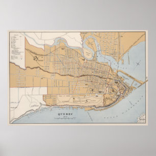 Vintage Karta i Quebec City (1915) Poster