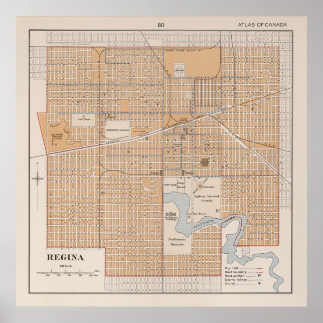 Vintage Karta i Regina Saskatchewan (1915) Poster (Framsidan)