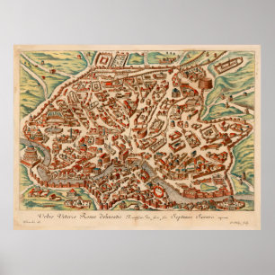 Vintage Karta i Roms Italien (1660) Poster