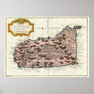 Vintage Karta i Saint Lucia (1758) Poster