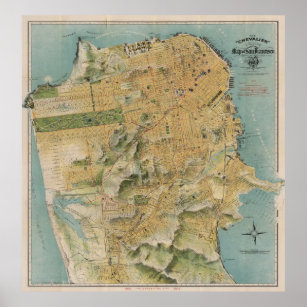 Vintage Karta i San Francisco (1915) Poster