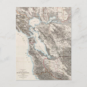 Vintage Karta i San Francisco Bay (1873) Vykort