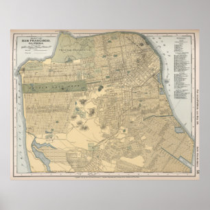 Vintage Karta i San Francisco CA (1891) Poster
