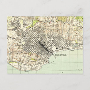 Vintage Karta i Santa Barbara California (1944) Vykort