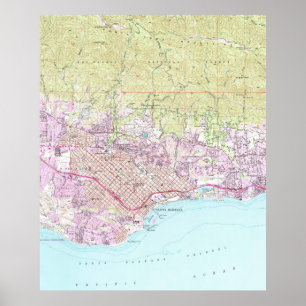 Vintage Karta i Santa Barbara California (1952) Poster