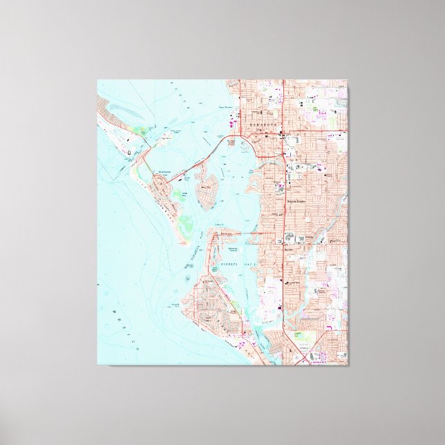 Vintage Karta i Sarasota Florida (1973) Canvastryck (Framsida)