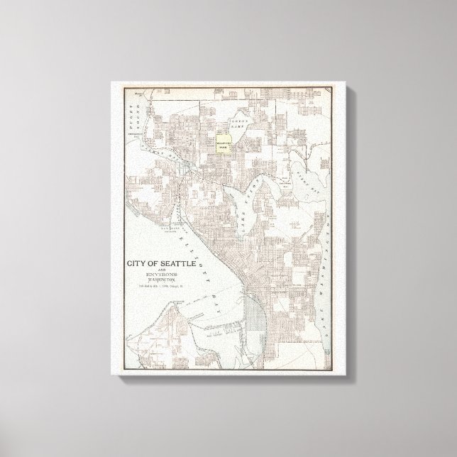Vintage Karta i Seattle Washington (1901) Canvastryck (Framsida)