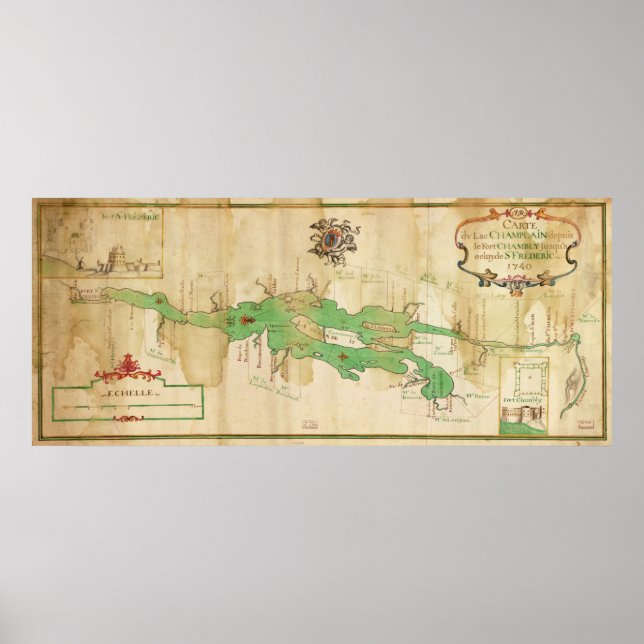 Vintage Karta i Sjö Chambre (1740) Poster (Framsidan)