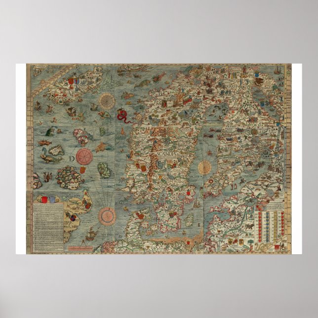 VINTAGE KARTA i SKANDINAVIEN Poster (Framsidan)