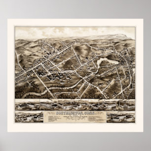 Vintage Karta i Southington, Connecticut från 1878 Poster