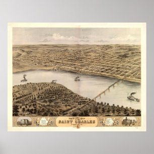 Vintage Karta i St Charles MO (1869) Poster