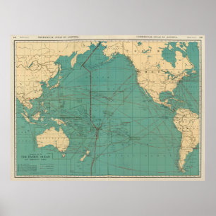 Vintage Karta i Stilla havet (1924) Poster
