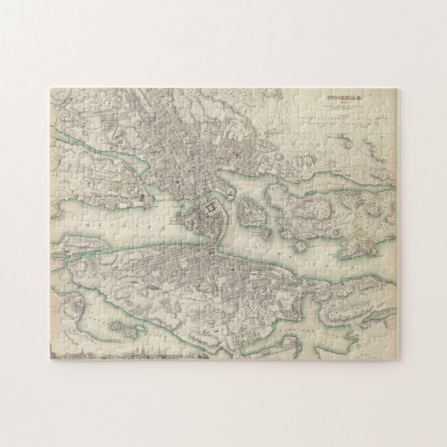Vintage Karta i Stockholms Sverige (1838) Pussel (Horisontell)