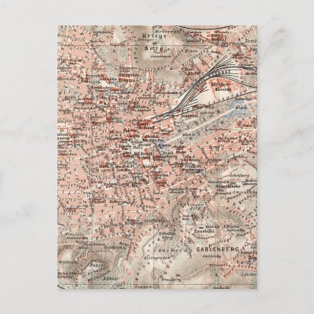 Vintage Karta i Stuttgart Tyskland (1909) Vykort (Framsida)