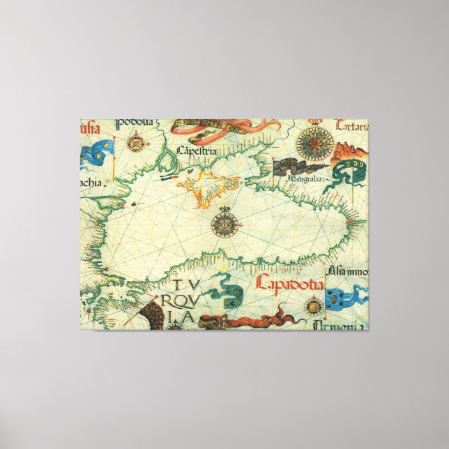 Vintage Karta i Svarta havet (1559) Canvastryck (Framsida)