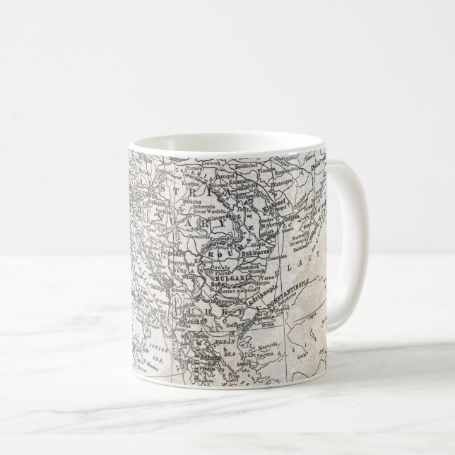 Vintage Karta i Sydeuropa och Westerna Asiengåvan Kaffemugg (Framsida höger)