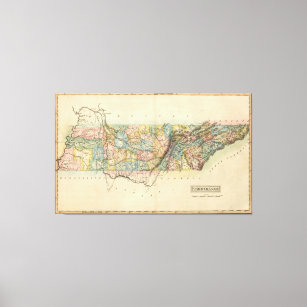 Vintage Karta i Tennessee (1822) Canvastryck