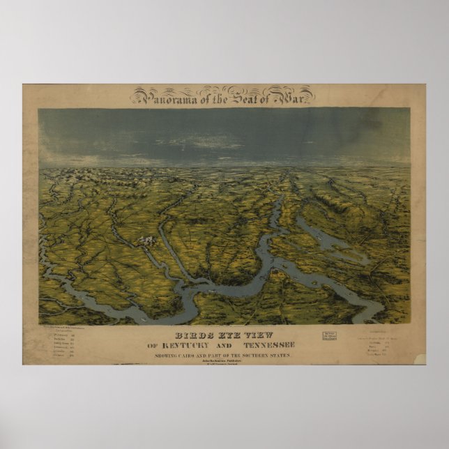 Vintage Karta i Tennessee & Kentucky (1862) Poster (Framsidan)