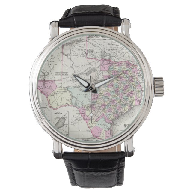 Vintage Karta i Texas (1855) Armbandsur (Framsida)
