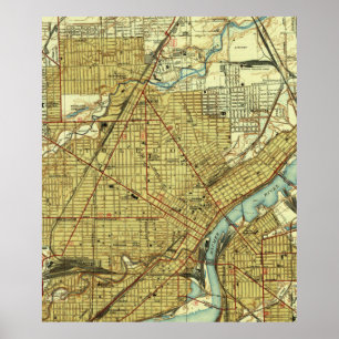 Vintage Karta i Toledo Ohio (1938) Poster