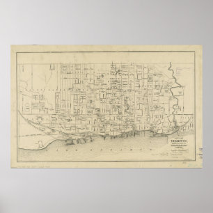 Vintage Karta i Toronto Kanada (1880) Poster