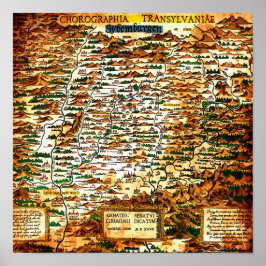 Vintage Karta i Transsylvanien Poster