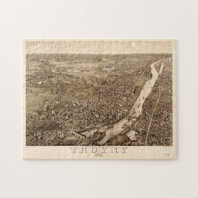 Vintage Karta i Troy NY (1881) Pussel (Horisontell)