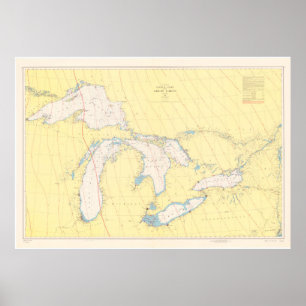 Vintage Karta i Underbara Sjöar (1966) Poster