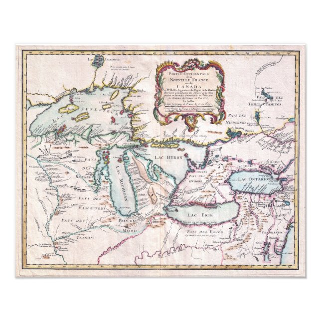 VINTAGE KARTA i UNDERBARA SJÖAR Fototryck (Framsidan)