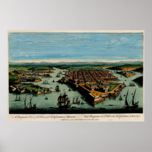 Vintage Karta i Valletta Malta (1794) Poster