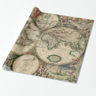 Vintage Karta i världen (1689) Presentpapper