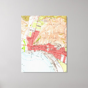 Vintage Karta i Ventura California (1951) Canvastryck