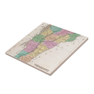 Vintage Karta i Vermont (1827) Kakelplatta
