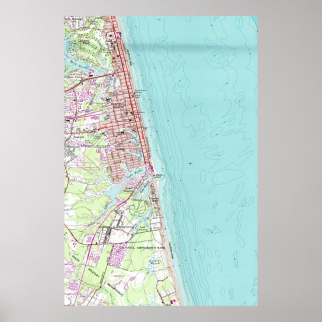 Vintage Karta i Virginia Beach (1965) Poster (Framsidan)