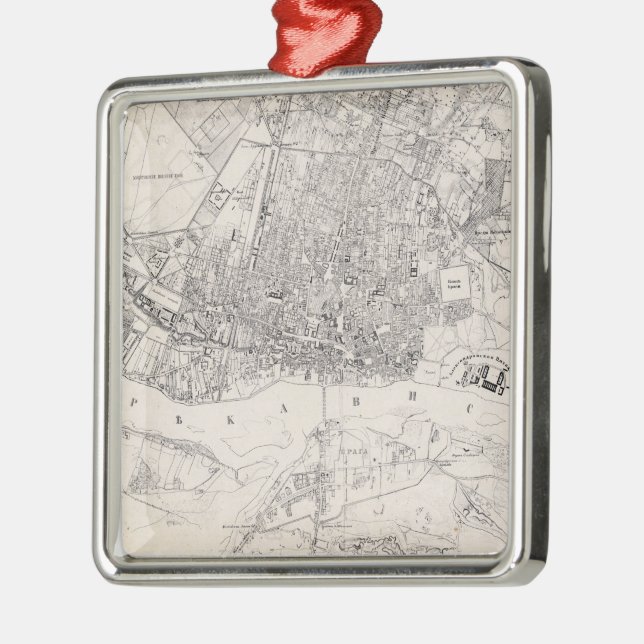 Vintage Karta i Warszawa Polen (1836) Julgransprydnad Metall (Vänster)