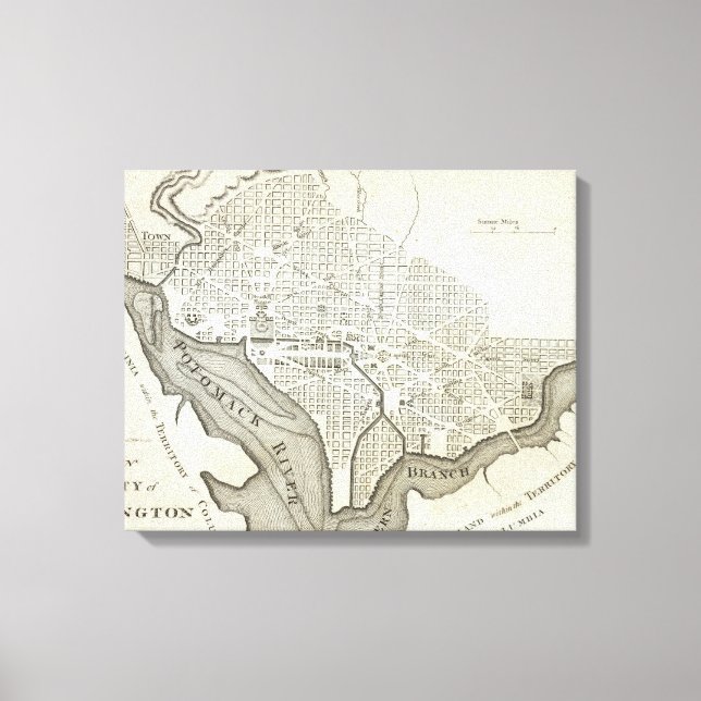 Vintage Karta i Washington D.C. (1794) Canvastryck (Framsida)